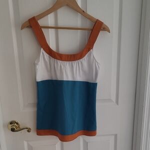 Boden Colorblock Sleeveless Top - White, Blue, and Orange